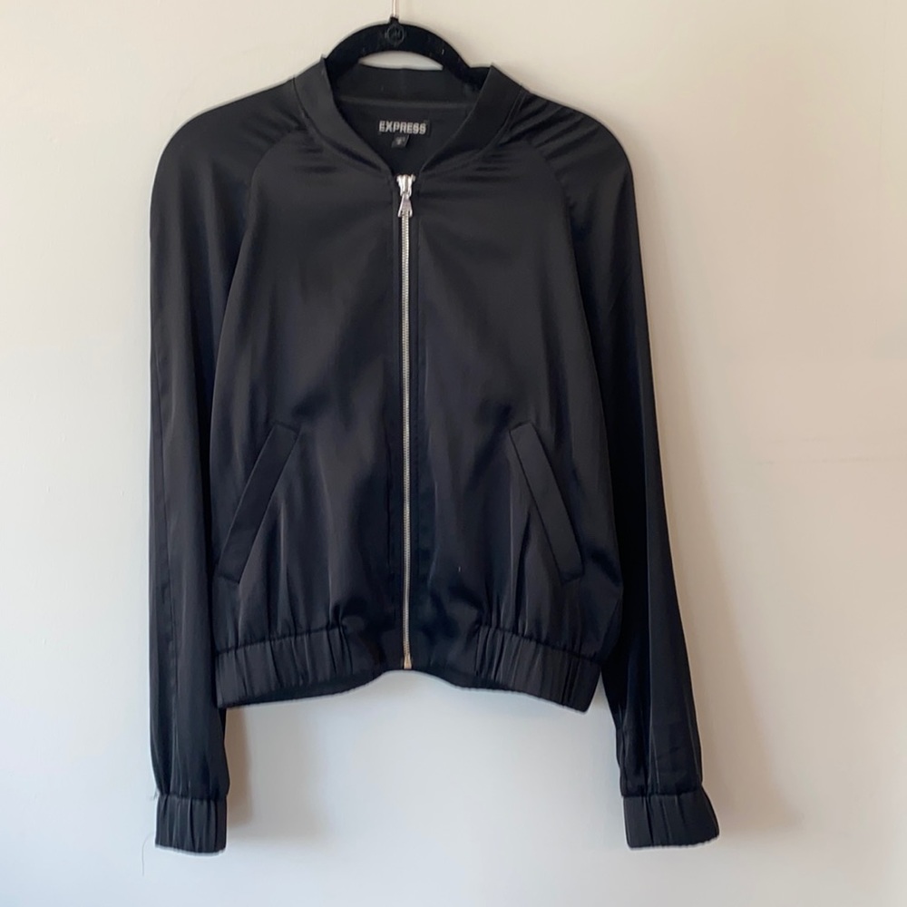 Express black silk bomber